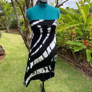 Black White Tie Dye Stretchy Body Con Beach Dress